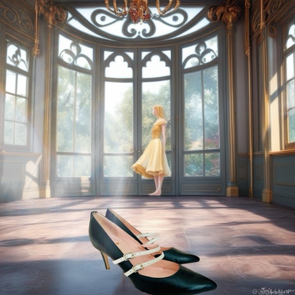 🎉HP🥳 Kate Spade Elpetha Heels in Black w/ Black Sparkle Heel & Cream Dbl Strap - Picture 16 of 16